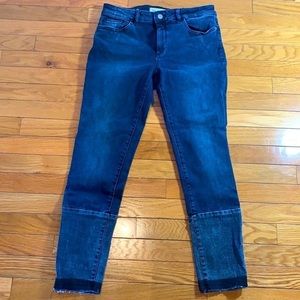 DL1961 Florence Instasculpt Dark Blue Denim Jeans size 29 Raw Edge Leg